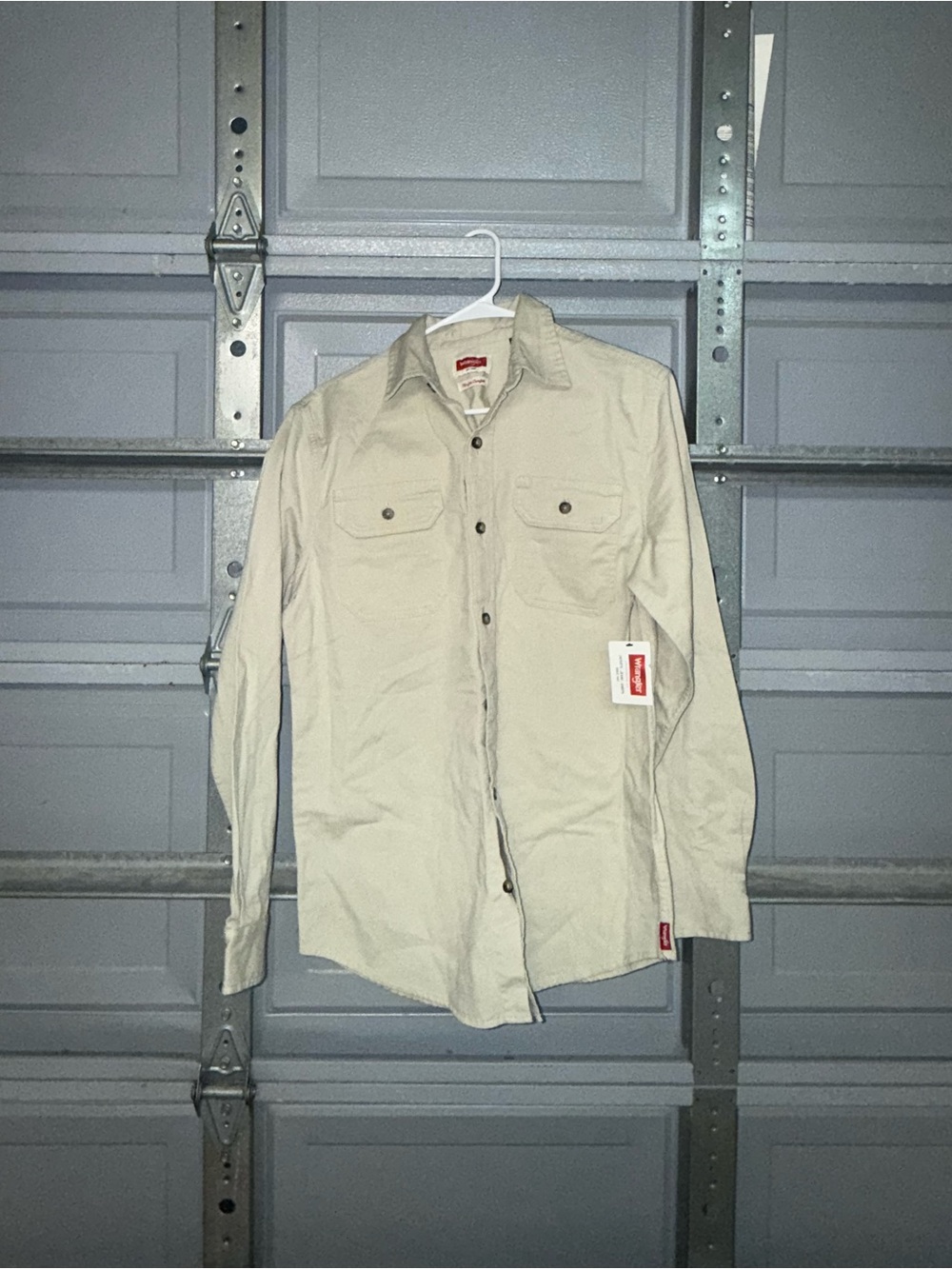 Wrangler Men's Long-Sleeve Button-Down Shirt - Light Beige